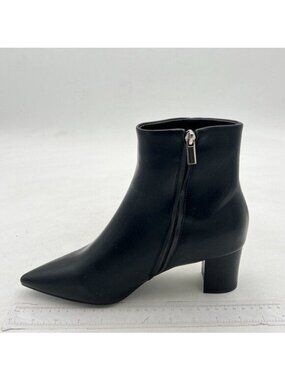 Women's Pointed Toe Ankle Boots Chunky High Heel Ankle Booties Short Boots Black